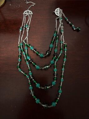 Multi-Strand Green Beaded Women's Necklace